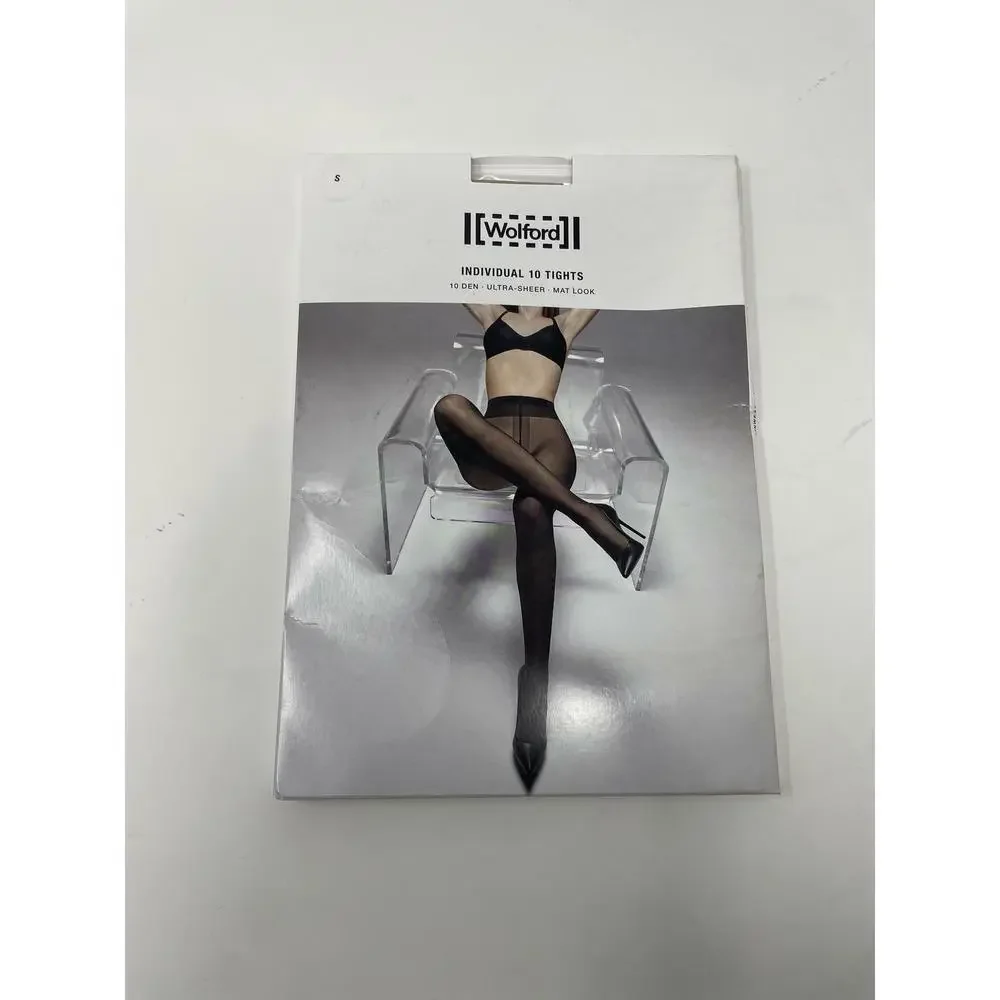 Wolford Individual 10 Tights Women Sheer Pantyhose Soft Waistband Beige S